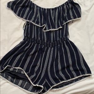 Blue off the shoulder romper